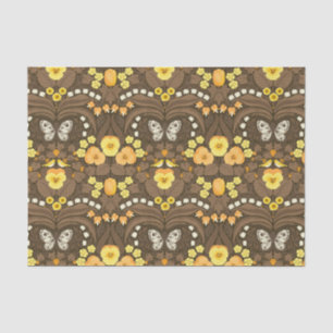 Papel De Seda Pancas, aves e borboletas amarelas