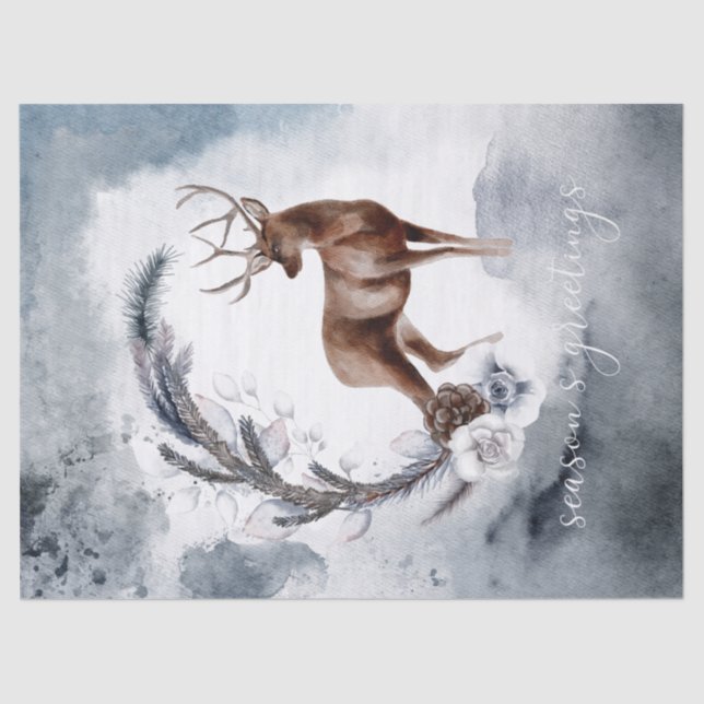 Papel De Seda Pano de inverno Aquarela (Frente )