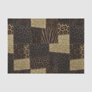 Papel De Seda Pano de Tecido Estampa Animal Africana   Marrom e 