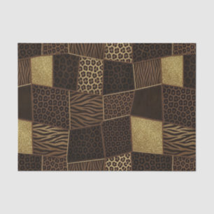 Papel De Seda Pano de Tecido Estampa Animal Africana   Marrom e 