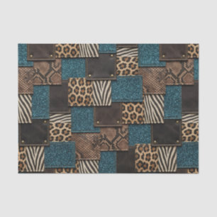 Papel De Seda Pano de Tecido Estampado com Animais Africanos M