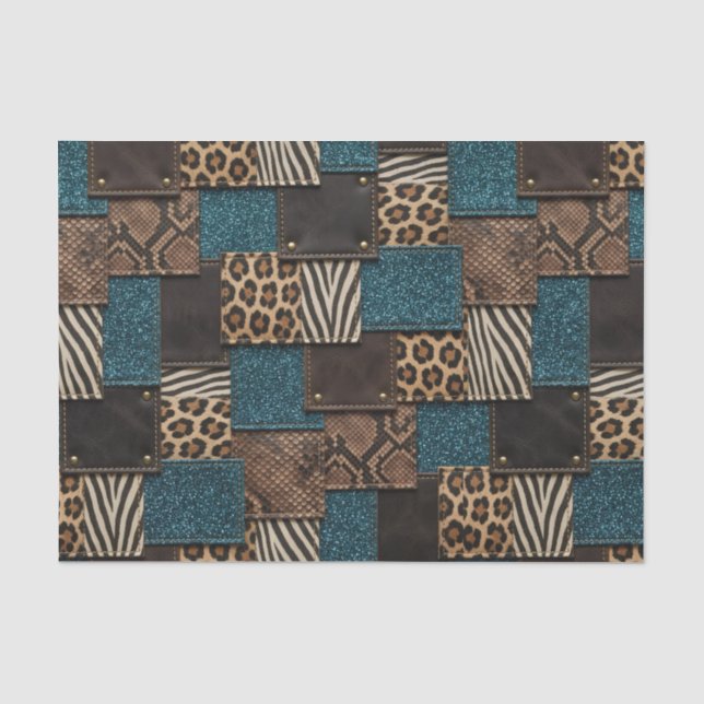 Papel De Seda Pano de Tecido Estampado com Animais Africanos | M (Frente )