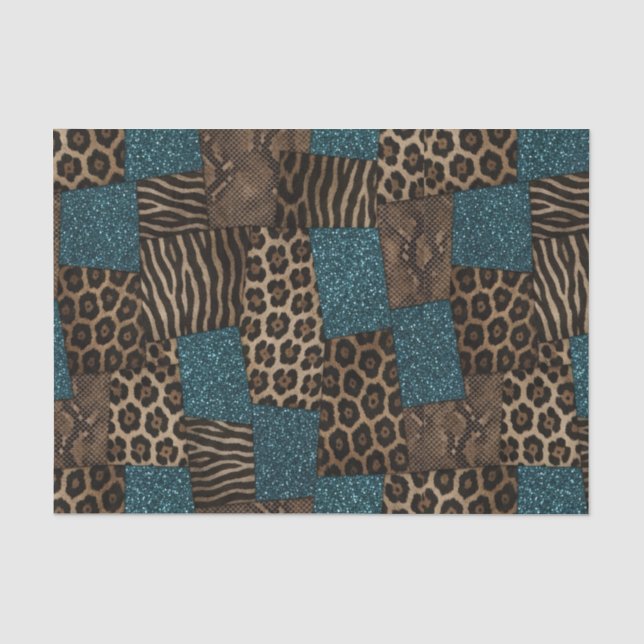 Papel De Seda Pano de Tecido Estampado com Animais Africanos | M (Frente )