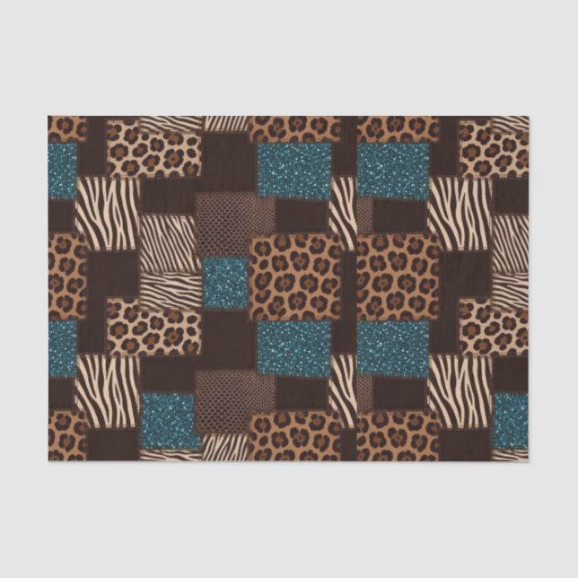 Papel De Seda Pano de Tecido Estampado com Animais Africanos | M (Frente )