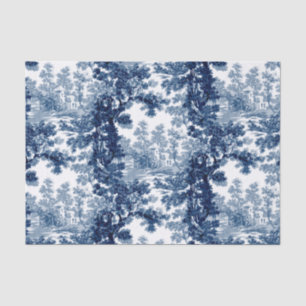 Papel De Seda Panorama de algodão da Vintage - Azul e Branco