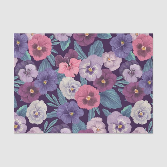 Papel De Seda Pansias coloridas em violeta profunda (Frente )