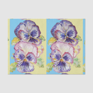 Papel De Seda Pansy Flower Floral bonito Padrão Azul Pastel