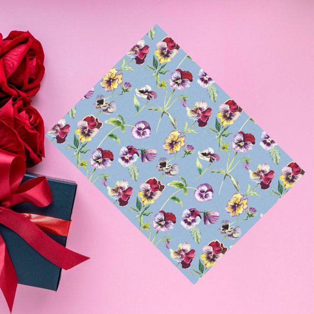 Papel De Seda Panteras de Aquarela bonito Padrão Cerulean azul (Criador carregado)