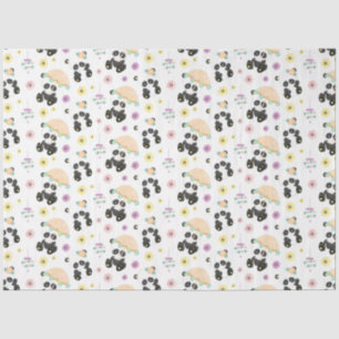 Papel De Seda Panteras orientais bonitas em branco