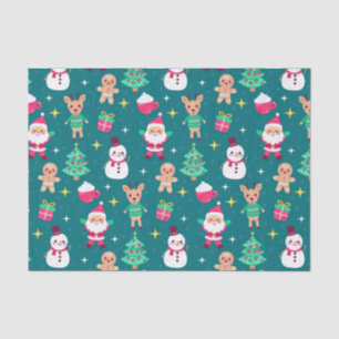 Papel De Seda Pão de Natal, Cacau, Reindeer e Papais noeis