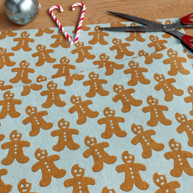 Papel De Seda Pão-De-Pão-Pão-Pão Papel-Padrão De Natal (A pattern of cute gingerbread men Christmas cookies tissue paper just for you!)