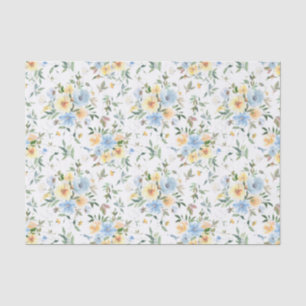 Papel De Seda Pap de Tecido de Decoupage Floral Azul Amarelo