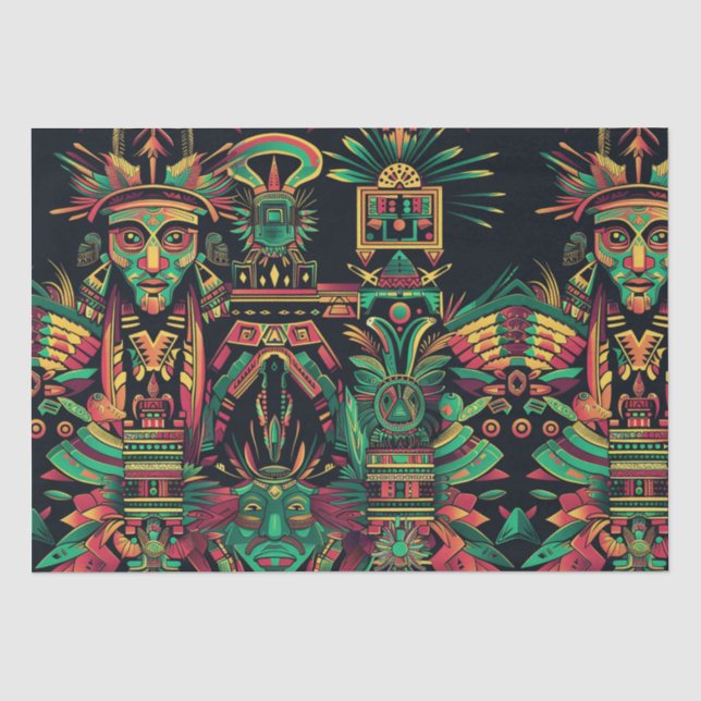 Papel De Seda Pap de Tecidos Impressos "Ancestral Paradigm" Beig (Frente )
