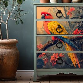 Papel De Seda Papagaio Amarelo Rosa Vintage