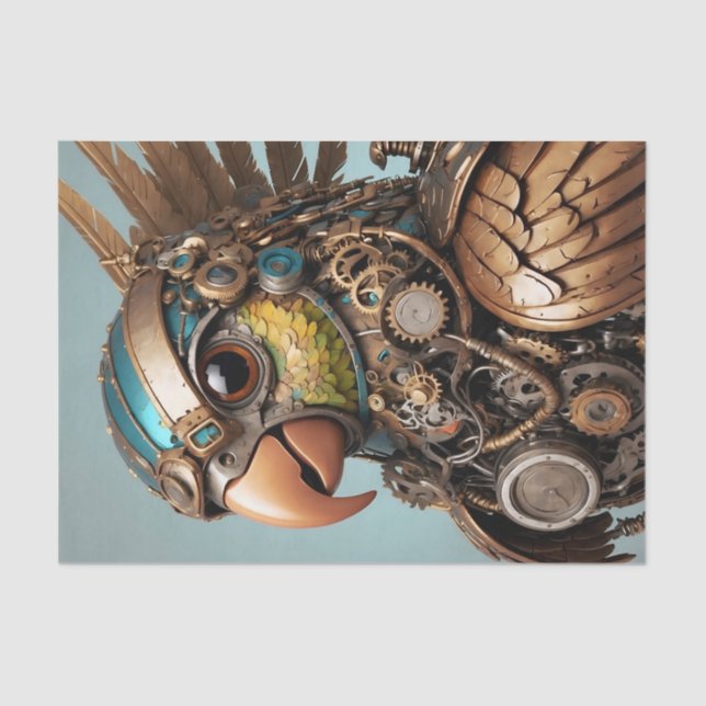 Papel De Seda Papagaio Steampunk Dourado Vintage (Frente )