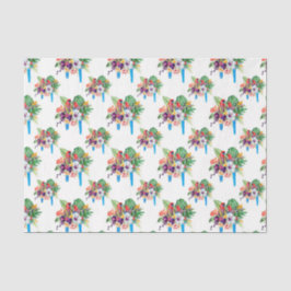 Papel De Seda Papagaios de Cauda Azul com Folhas 2