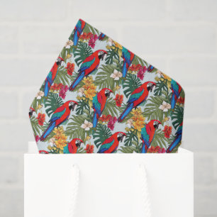Papel De Seda Papagaios de praia fofos padrão tropical