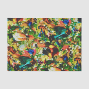 Papel De Seda Papagaios Selvagens da Selva Tropical de Vintage