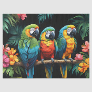 Papel De Seda Papagaios Tropicais