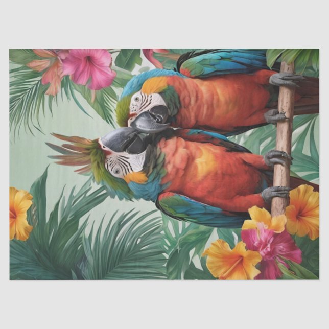 Papel De Seda Papagaios Tropicais (Frente )