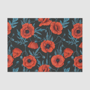 Papel De Seda Papagaios, vermelhos e azuis em preto