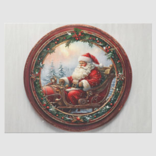 Papel De Seda Papai Noel Antigo em Moldura Decorativa Decoupage
