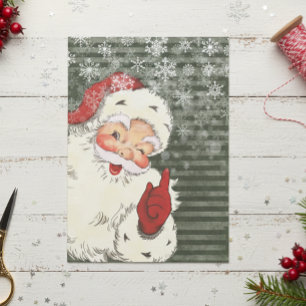 Papel De Seda Papai Noel Antigo Listras Verdes Vitorianas