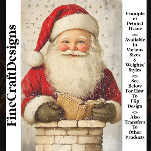 Papel De Seda Papai Noel Antigo na Chaminé AZ5 Decoupage