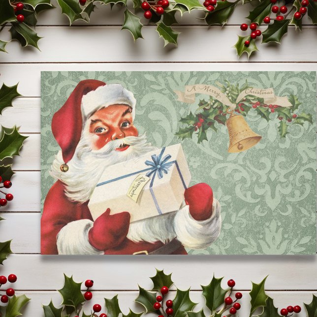 Papel De Seda Papai Noel Antigo Vitoriano Verde (Criador carregado)