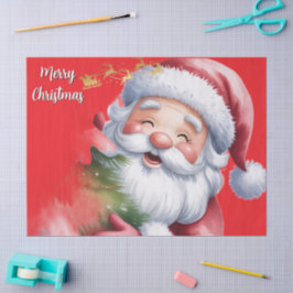 Papel De Seda Papai Noel Bonito e Divertido & Tipografia
