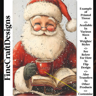 Papel De Seda Papai Noel, Caneca, Livro, Decoupagem Personalizad