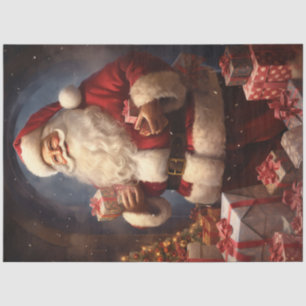 Papel De Seda Papai Noel Clássico com presentes de Natal