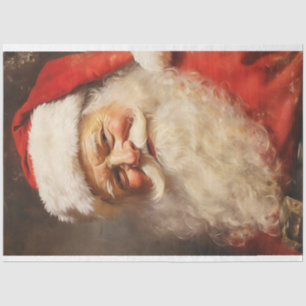 Papel De Seda Papai Noel Clássico sorrindo de chapéu vermelho