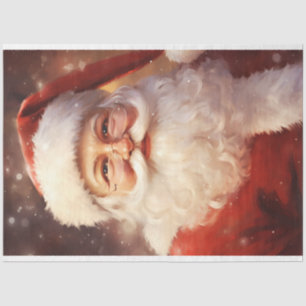Papel De Seda Papai Noel Clássico sorrindo de chapéu vermelho