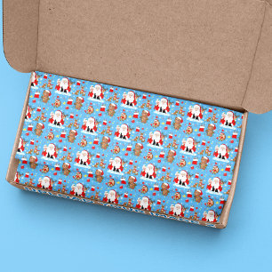 Papel De Seda Papai Noel Com Animais da Floresta
