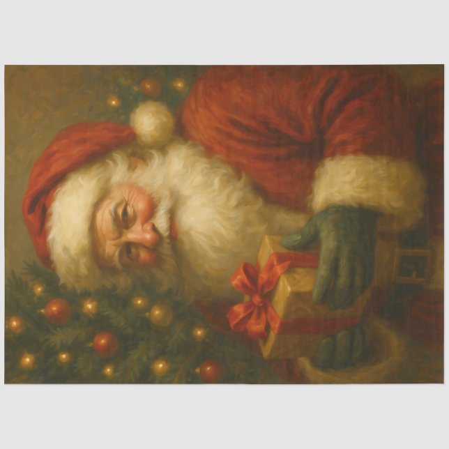 Papel De Seda Papai Noel com Presente de Natal em Decoupage (Frente )