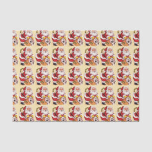Papel De Seda Papai Noel com Saco de Brinquedos na Véspera de Na