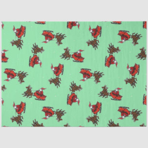 Papel De Seda Papai Noel com sorriso verde
