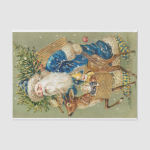 Papel De Seda Papai Noel com um Brinquedo de Carregando de Rena