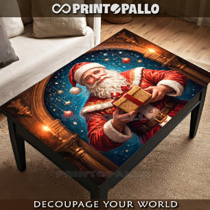 Papel De Seda Papai Noel com um presente em seu laboratório