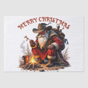Papel De Seda Papai Noel Cowboy: Gráfico Rústico de Natal ao red