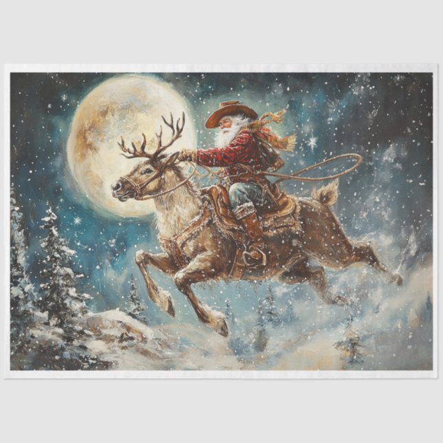 Papel De Seda Papai noel de cowboy (Frente )