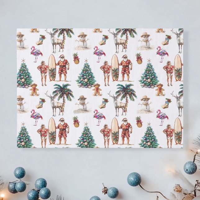 Papel De Seda Papai Noel de praia de Natal tropical (Criador carregado)