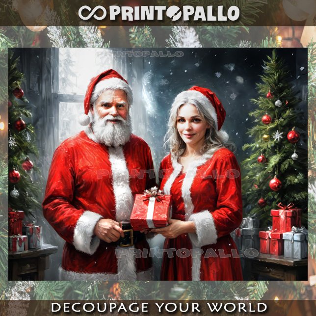 Papel De Seda Papai Noel e a Sra. Noel oferecendo presentes (Criador carregado)