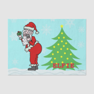 Papel De Seda Papai noel engraçado Elfie do Natal