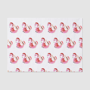 Papel De Seda Papai Noel Flamingo Rosa Férias de Natal