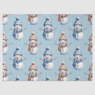 Papel De Seda Papai Noel Fofo Fundo Azul de Neve Natal