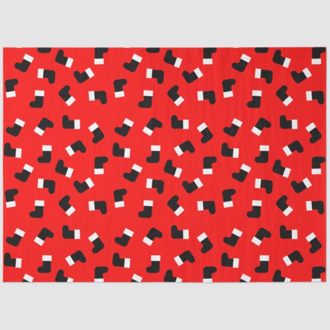 Papel De Seda Papai Noel inicia Natal padrão vermelho (Frente )