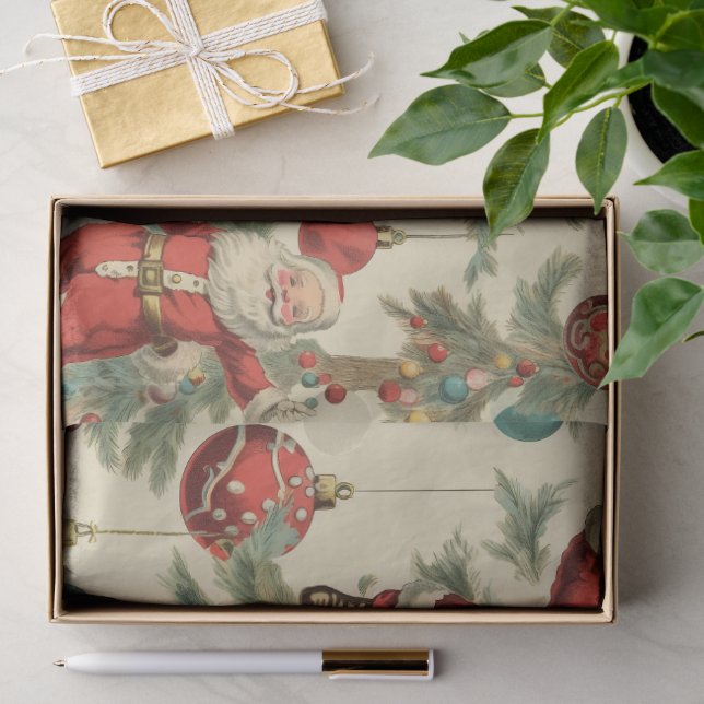 Papel De Seda Papai Noel Kitsch e Enfeites  (Presente)