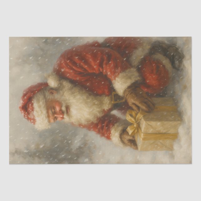 Papel De Seda Papai Noel Nevado Com Presente Decoupage De Natal (Frente )